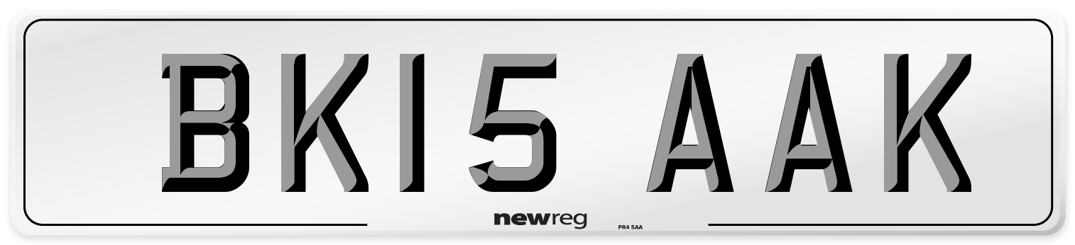 BK15 AAK Number Plate from New Reg